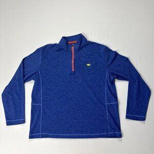 Masters Tech Mens Performance Sweater Blue Sz M Neon 1/4 Zip Pullover Golf